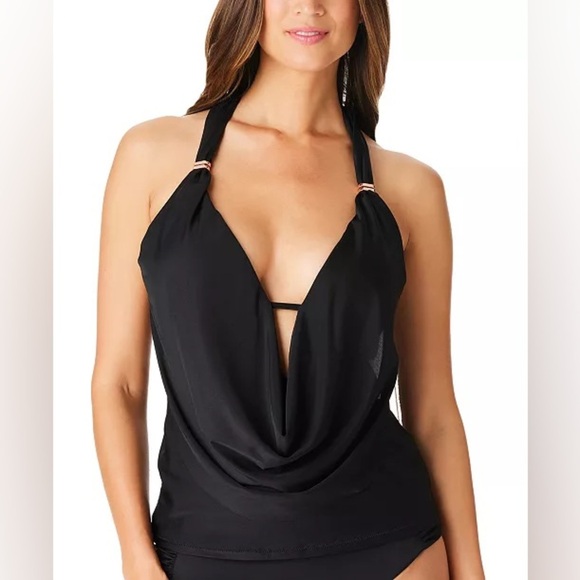 NWT Bar III black plunge neck swimsuit size medium - Picture 3 of 10